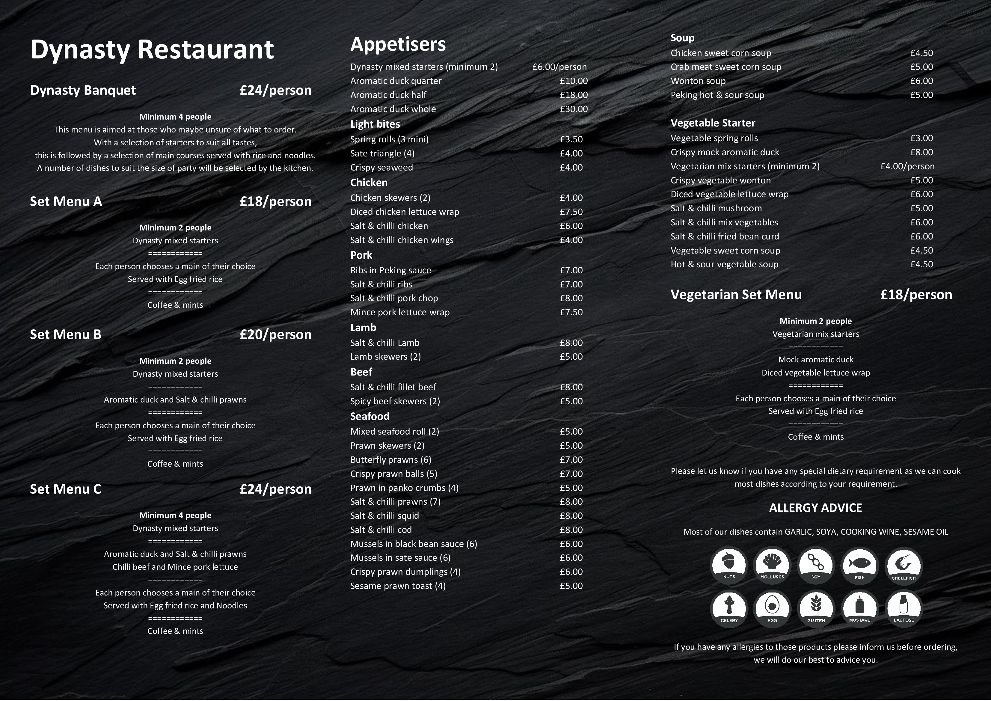 Dynasty menu store